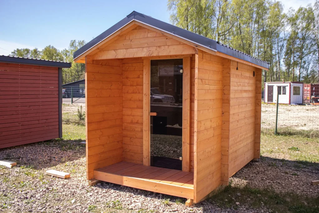 OGA outdoor sauna front right view